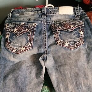 Shyanne Light Blue Denim Boot Cut Jeans with Star-Embellished Pockets